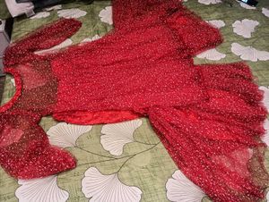 Red sharara set