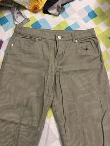 Mid-rise Olive Green Zebra Print Jeans