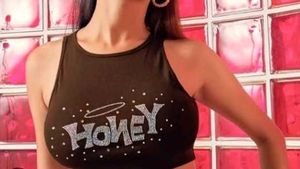 SHEIN Rhinestone "HONEY" Crop Top