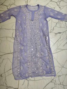 Lavender Lucknowi Chikankari Beautiful Kurti
