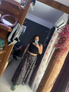 Boho Floral Plazo skirt with black top