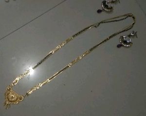 Gold Plated Mangalsutra And Earrings