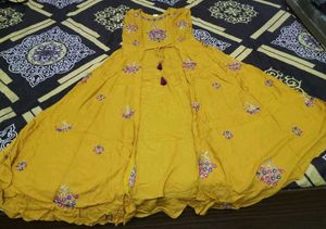 Yellow Embroidered anarkali