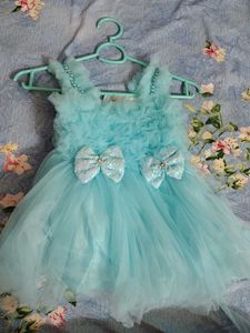 Beautiful Blue Tulle Dress with Bows