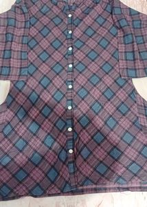 Plaid High Low Tunic Top