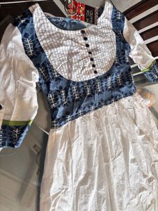 Elegant White & Blue Dress