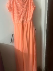 Peach Lace Short Dress