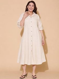 Elegant Beige Shirt Dress