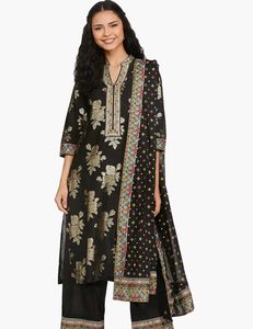 BIBA Women Cotton Straight Printed Suit Set
