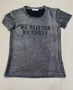 Sparkly Silver Short Sleeve Top