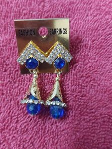 Beautiful Combination Of Blue N Golden Earing