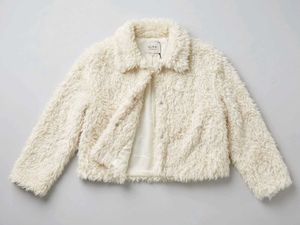 Cream Fuzzy Cropped Jacket