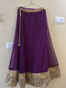 Purple Ethnic Skirt with Gold Border