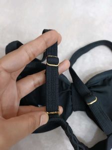Chic Black Textured Bikini Top