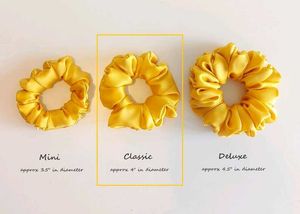 Set Of 3 L,M,S Yellow Satin Scrunchie Hair Tie