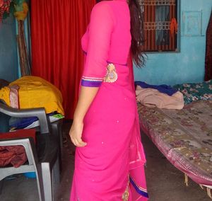 Beautiful Pink Saree with Blue Border