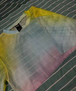 Sheer Mesh Gradient Crop Top