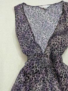 Vintage Y2K Sheer Purple Leopard Lace Trim Dress