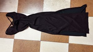 Black Ribbed Party Maxi Dress