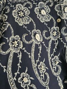 Navy Blue Embroidered work top