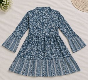 Blue Floral Print Mini Dress