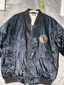 Black Bomber Jacket with Emblem