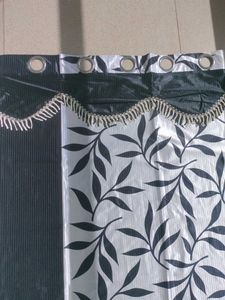 Leaf Print Curtain in Back and White - 2 Pieces