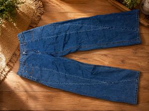 Blue Denim Wide Leg Jeans