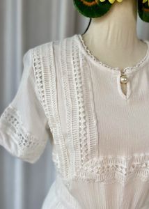 White Eyelet Detail Mini Dress