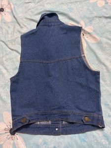 Denim Vest with Lace Trim new