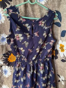 Cute Butterfly Print Navy Blue Dress