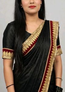 Elegant Black Saree with Gold Border