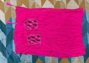 Vibrant Fuchsia Scarf with Tassels