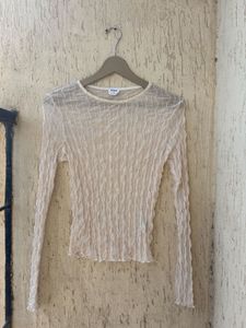 Sheer Crinkle Long Sleeve Top