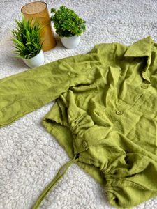 Green Tie-Waist Crop Top