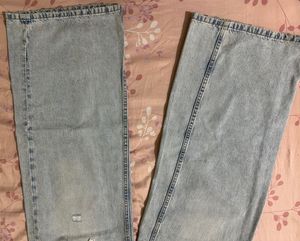 Light Wash Ripped Wide Leg Jeans