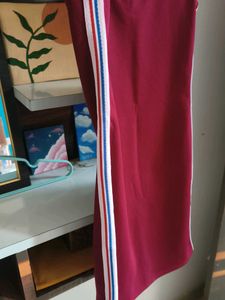 Maroon Tank Dress with Side Stripe
