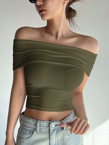 Little box Off-Shoulder Olive Green Top