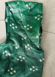 Elegant Green Blouse with White Dots