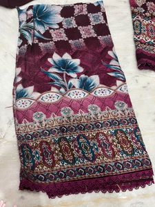 purple Floral Print Kurta Set