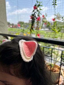Cute Crochet Cat Ear Hair Clips