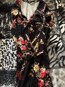 Floral Print Twisted Neck Dress
