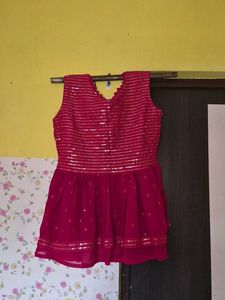 Beautiful Sequined Pink Peplum Blouse