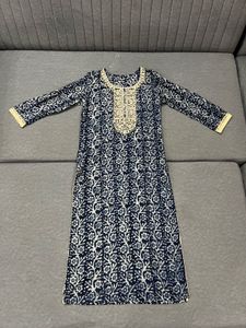 Navy Blue Printed Kurta Set with Dupatta