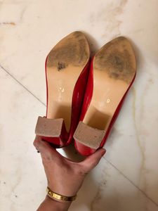 Elegant Red Patent Block Heels
