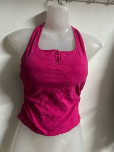 Hot Pink Halter Neck Tank Top