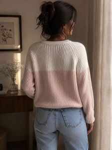 Cozy Two-Tone Knit Sweater