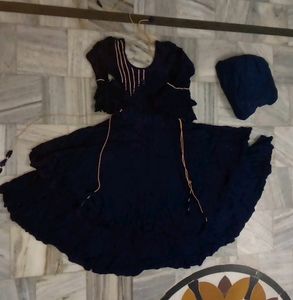 Blue Frock With salwar