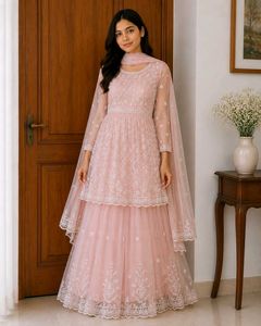 Elegant Peach Embroidered Lehenga Choli