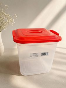 Square Food Storage Container with Red Lid